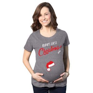 Bumps First Christmas Maternity Shirt Funny Merry Tee for New Pregnant Family